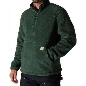 NEW CARHARTT loose fit fleece pullover jacket in g15 - forestry green